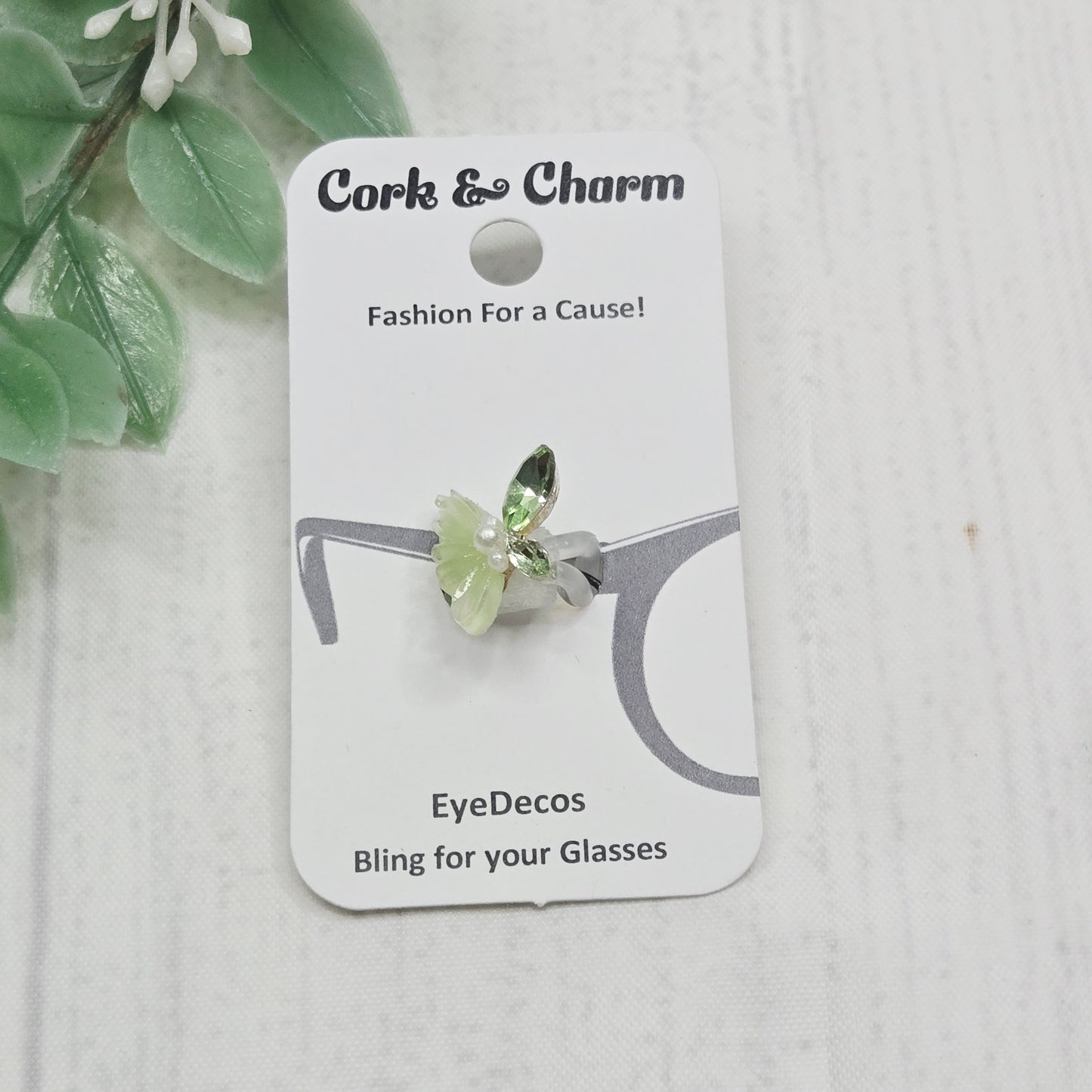 Green Pearl and Rhinestone Butterfly EyeDeco