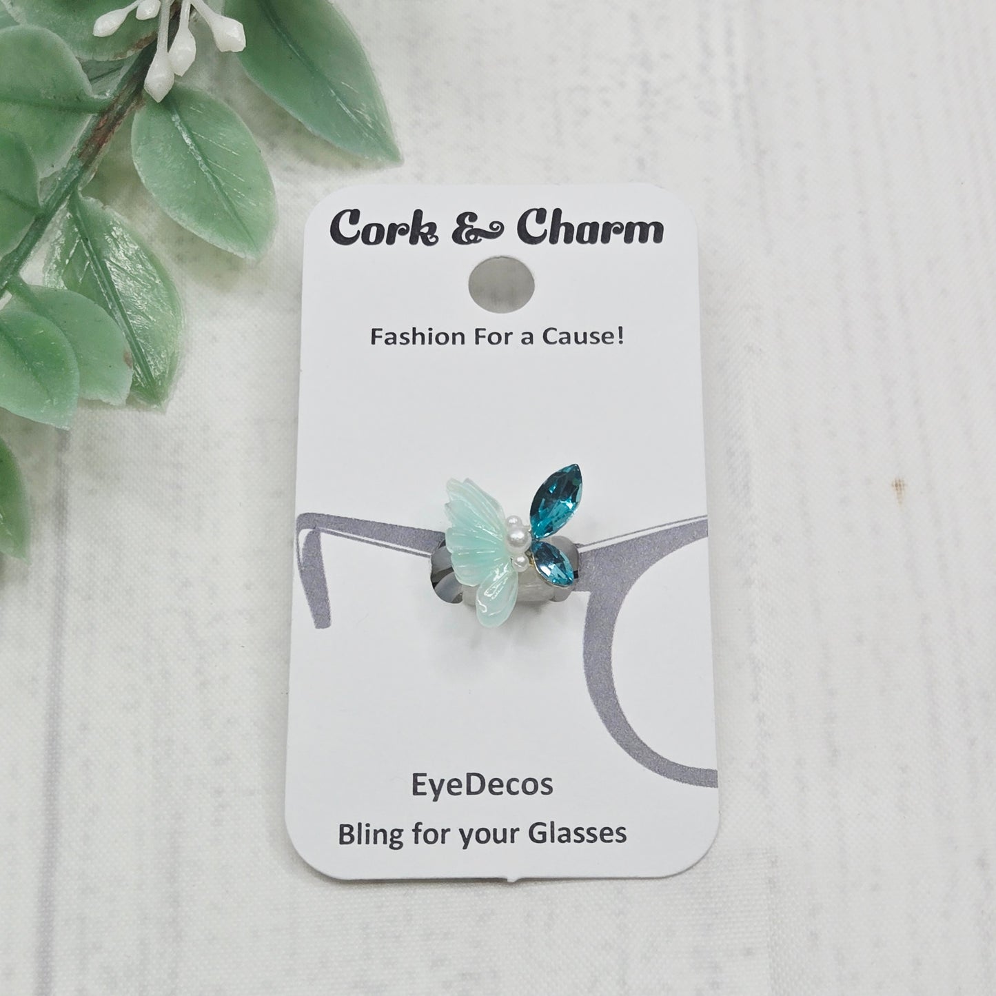 Blue Pearl and Rhinestone Butterfly EyeDeco