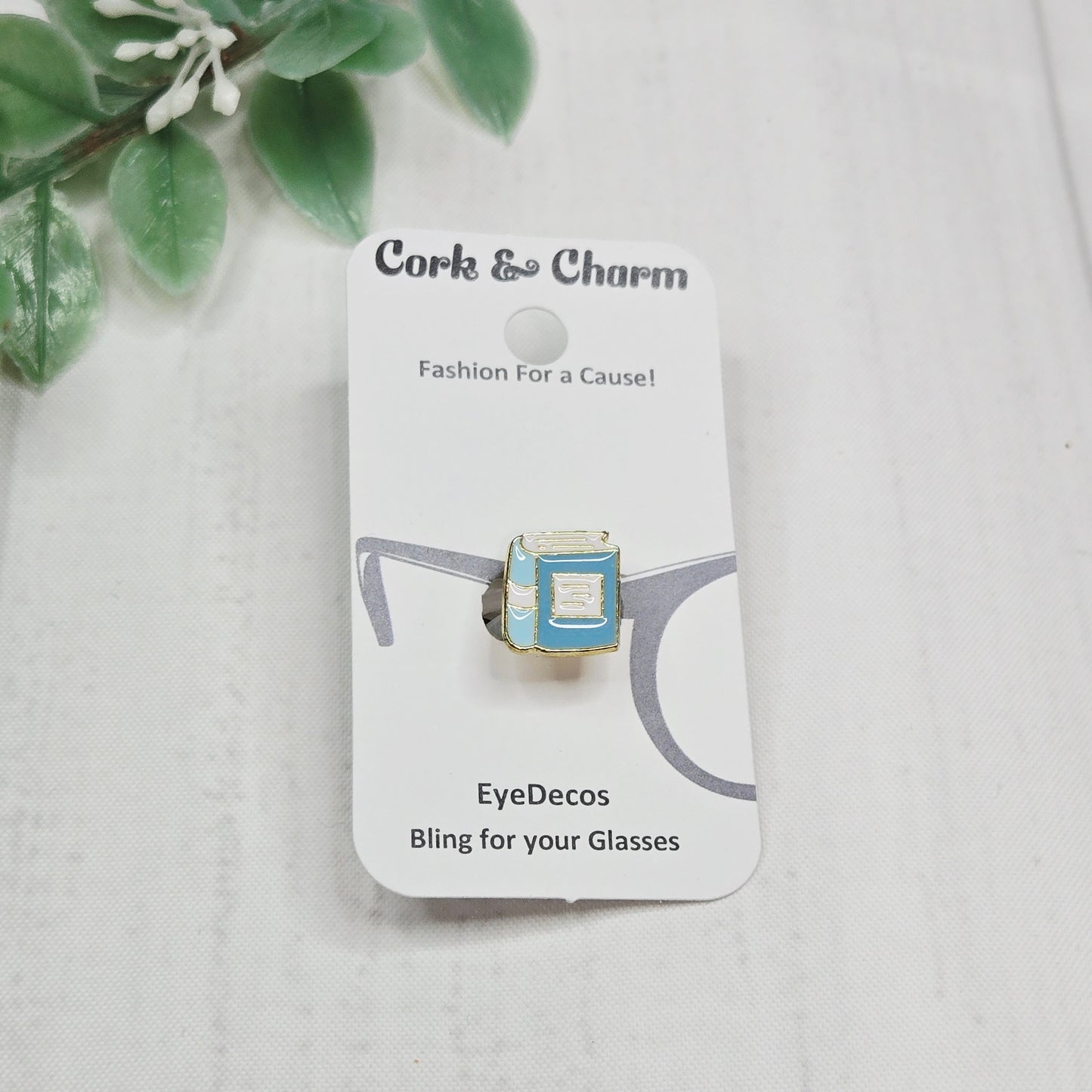 Blue Gold Book Enamel Metal EyeDeco
