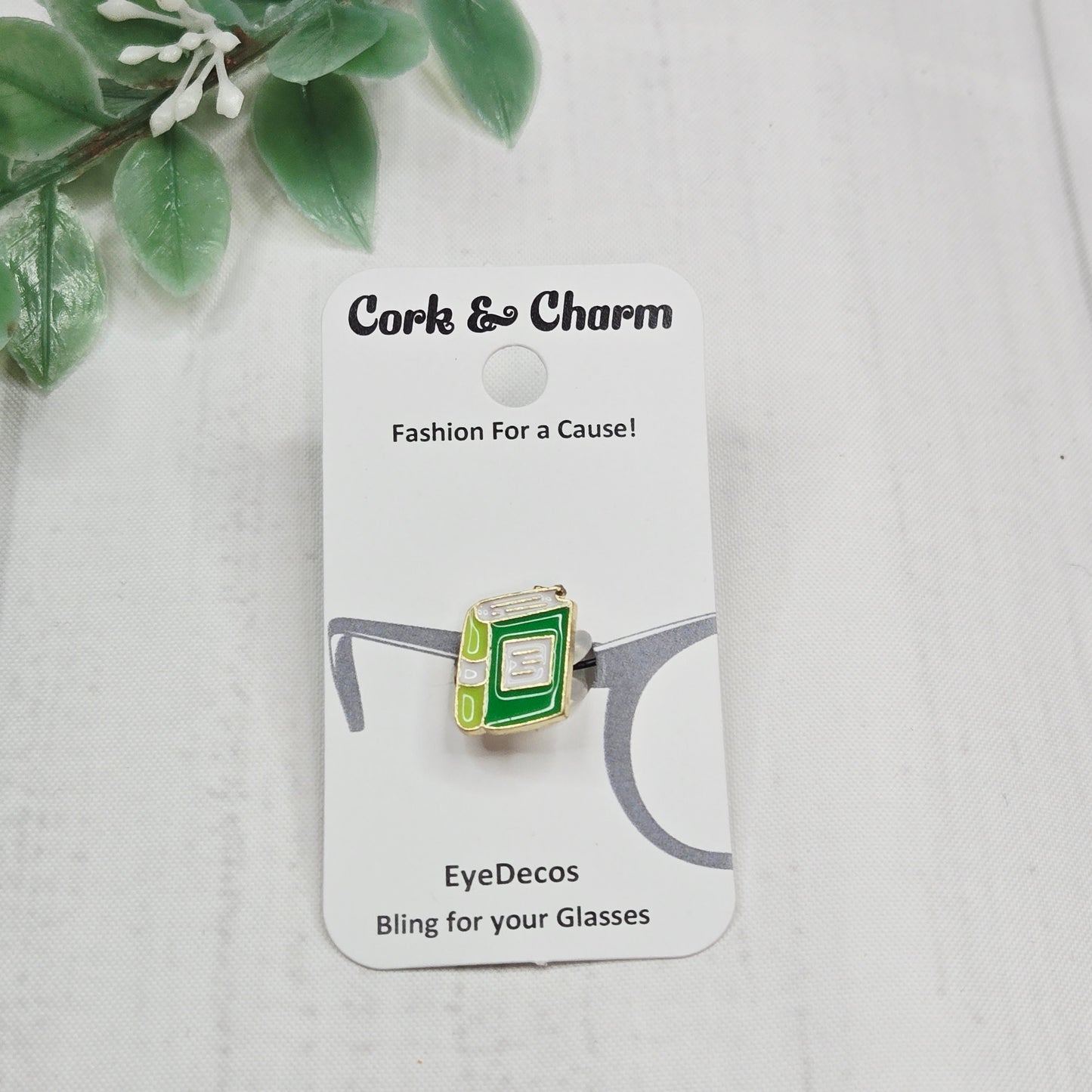 Green Gold Book Enamel Metal EyeDeco