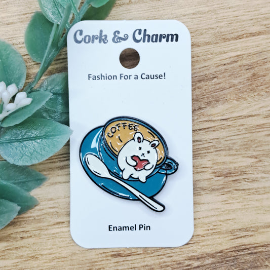 Cat and Coffee Enamel Pin