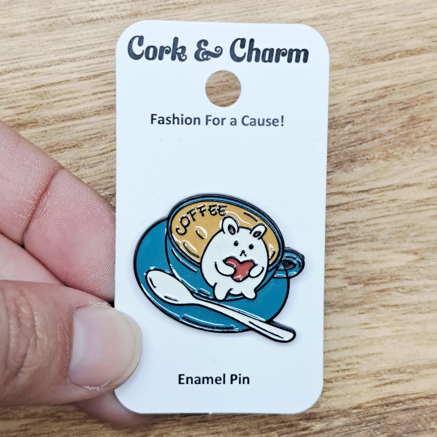 Cat and Coffee Enamel Pin