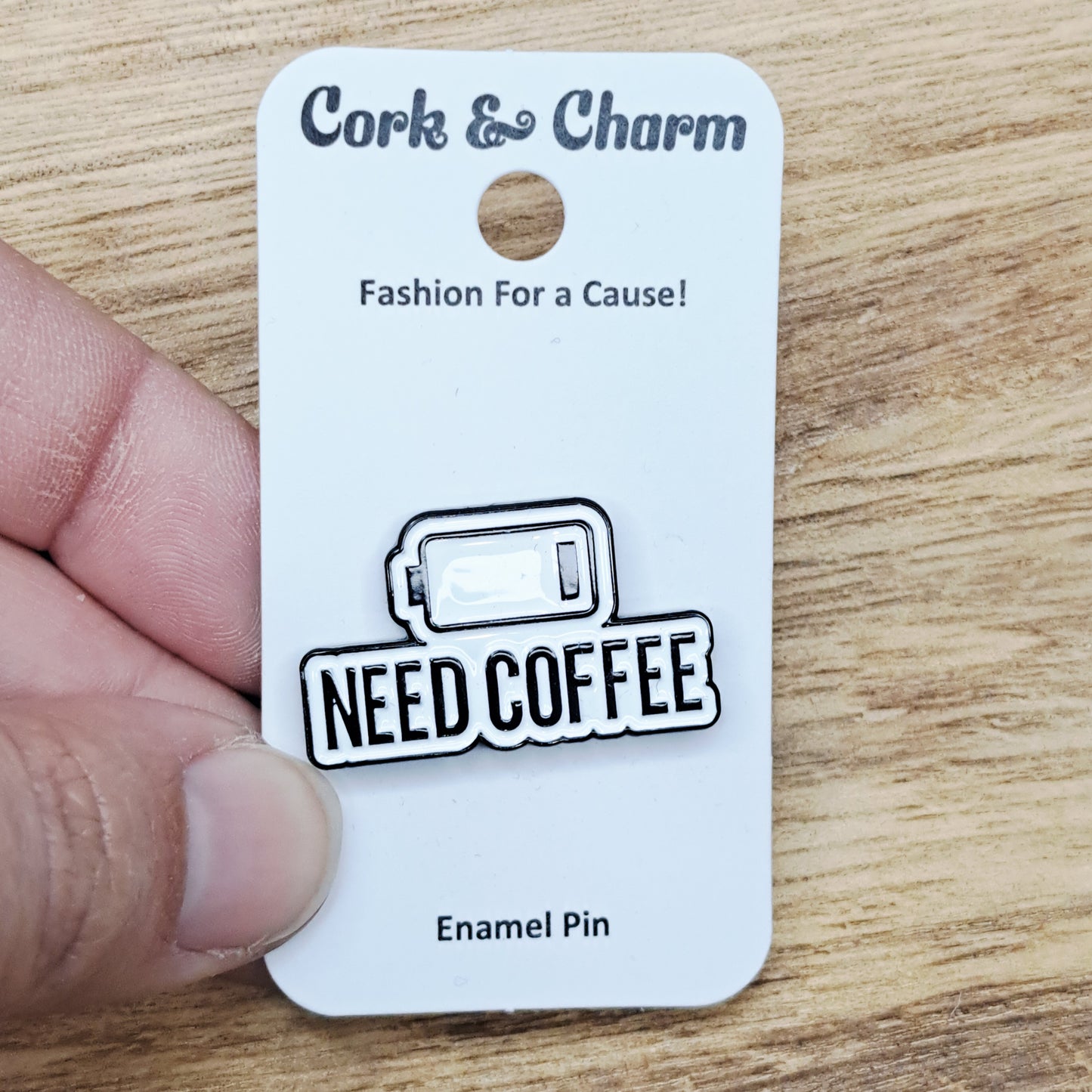 Low Battery Fuel Need Coffee Enamel Pin