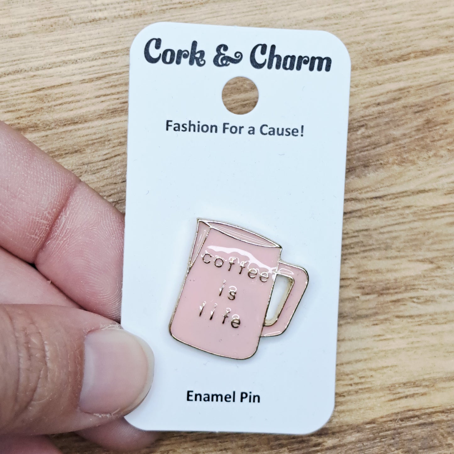Pink Mug Coffee Is Life Enamel Pin