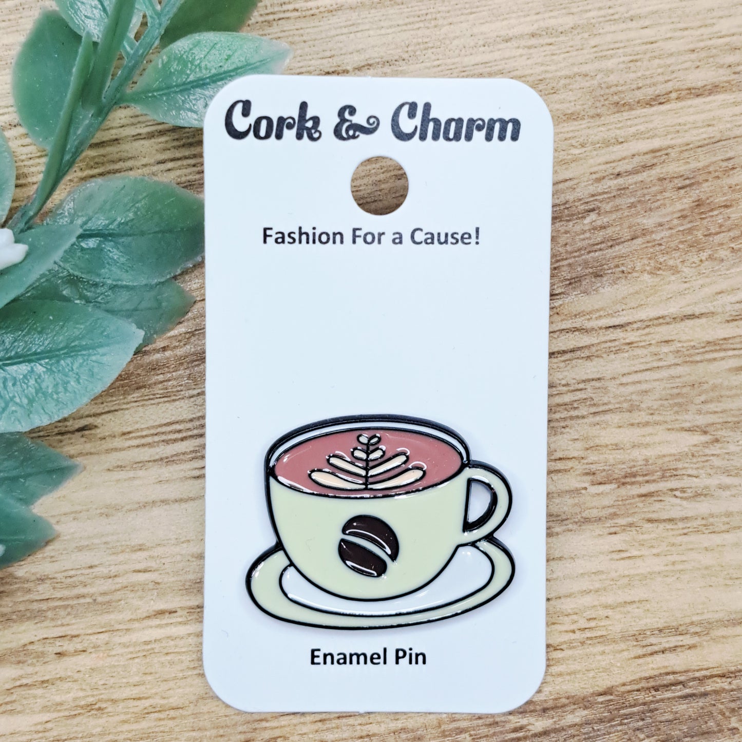 Coffee Cup with Latte Art Enamel Pin