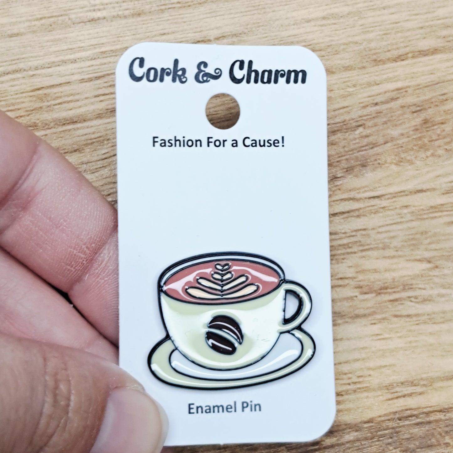 Coffee Cup with Latte Art Enamel Pin