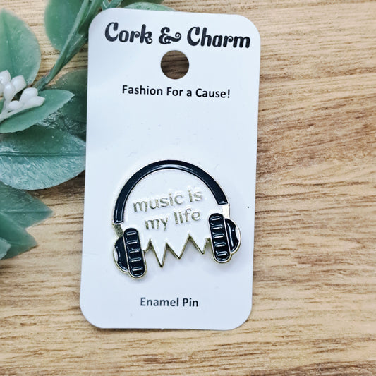 Music Is My Life Enamel Pin
