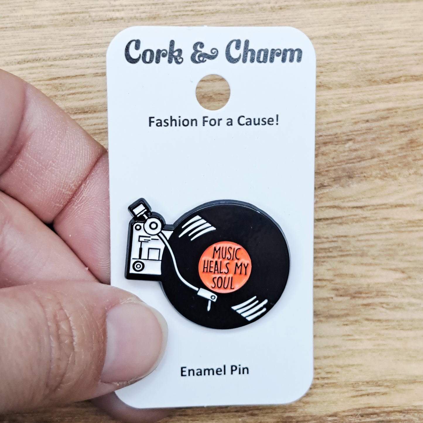 Muisc Heals My Soul Record Player Enamel Pin