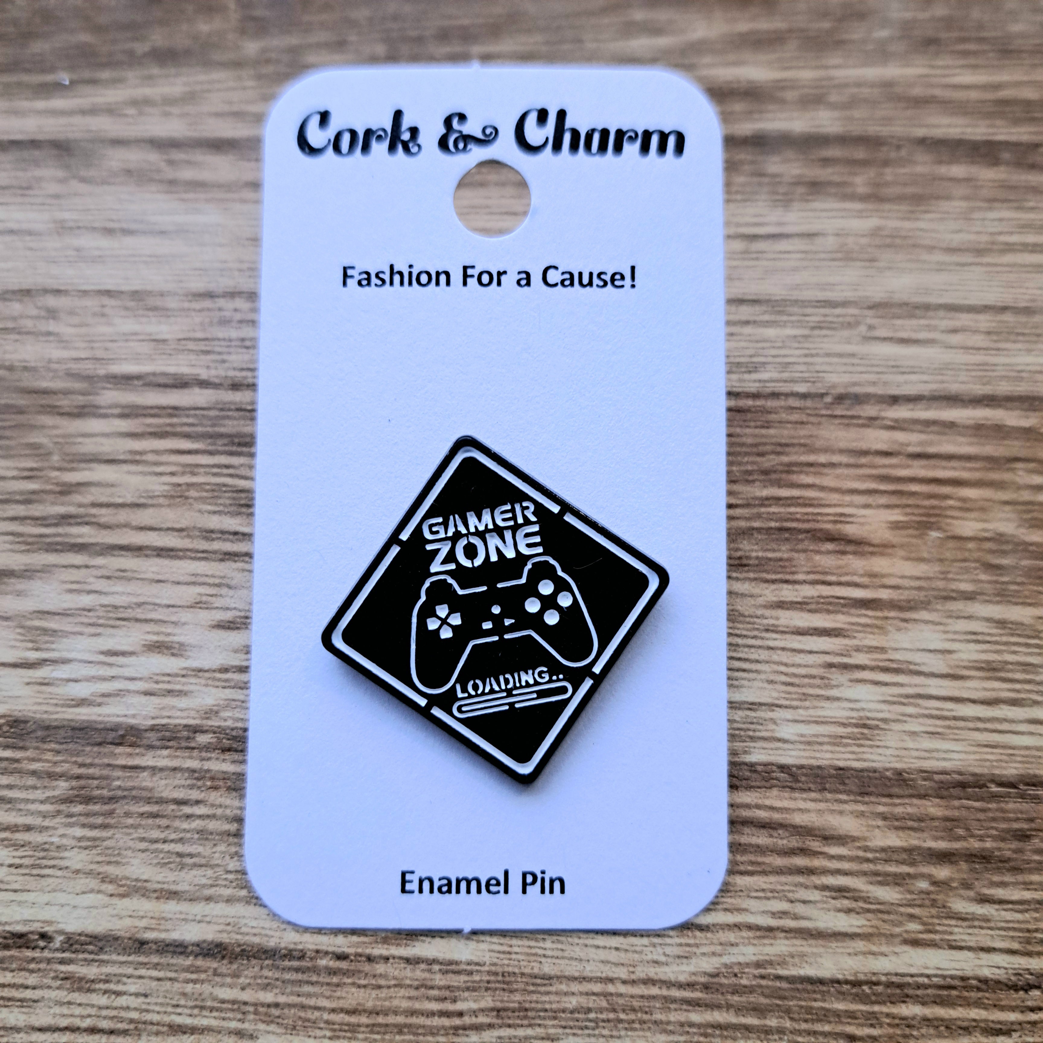 Gamer Zone Loading Sign Enamel Pin – Cork and Charm